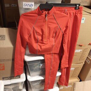 NEW With Tag ! Capsulle Set Top With Full Zip Skinny Pants Red Size M